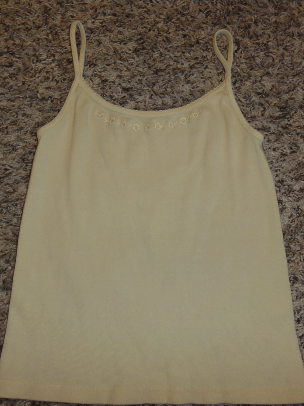 Brandy Melville Butter Yellow Cami with Embroidered Flowers